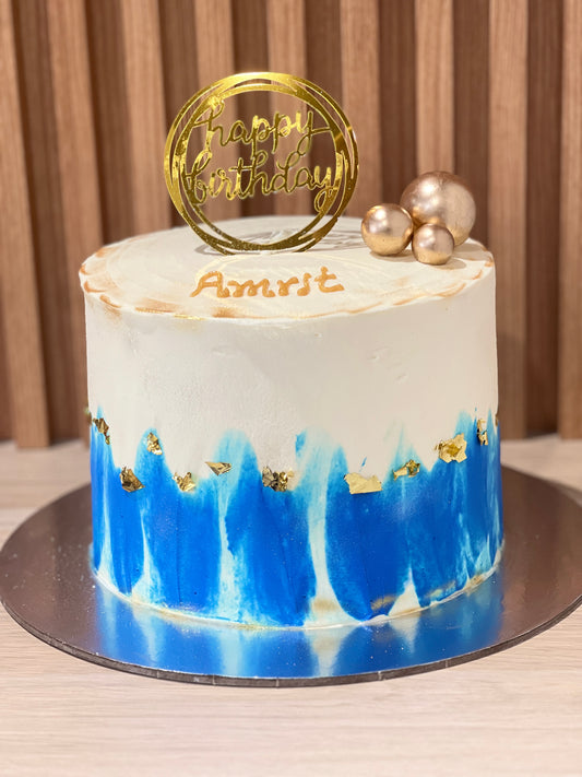 Blue&Gold Theme Birthday Cake