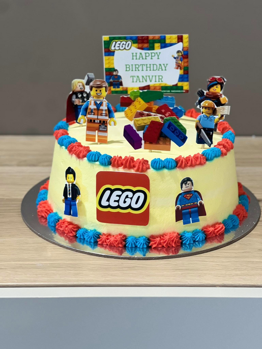 LEGO-themed birthday cake