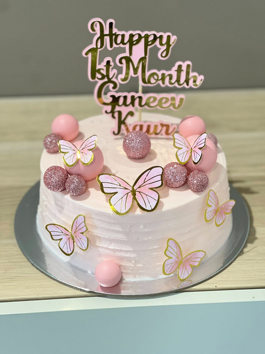 Soft pastel pink theme cake