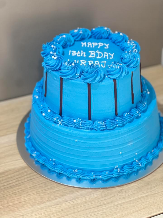 Vibrant blue frosting cake